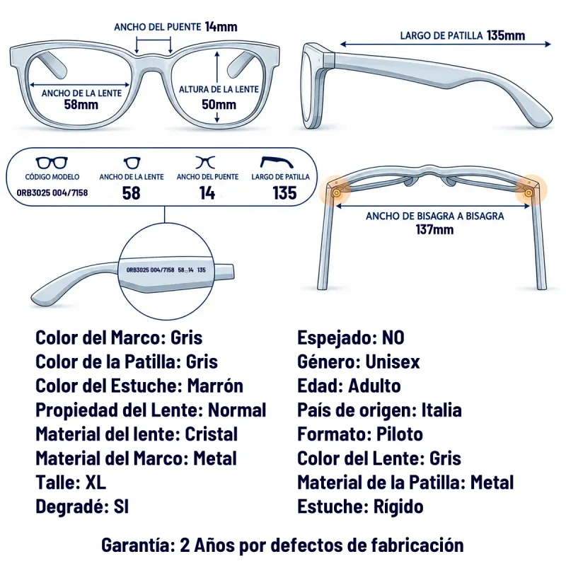 Ray-Ban RB3025 004/71-58-XL