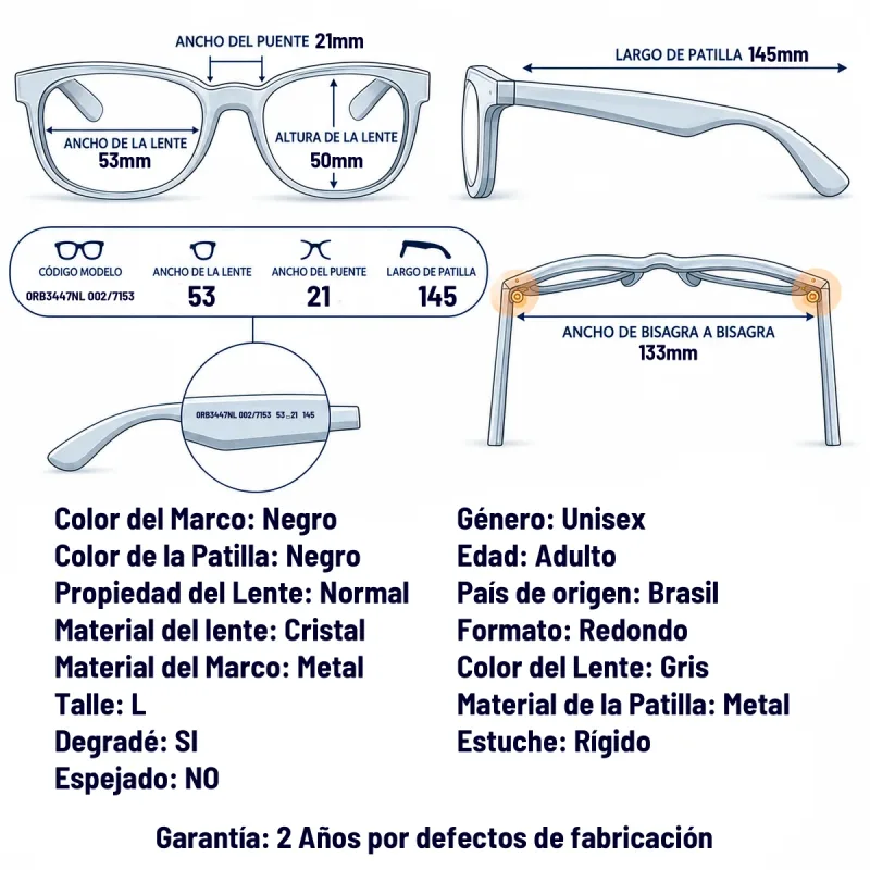 Ray-Ban 0RB3447NL 002/71-53-L