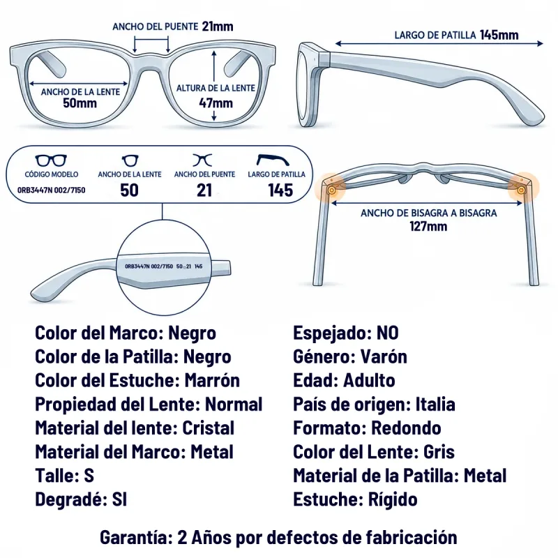 Ray-Ban 0RB3447N  002/71-50-S