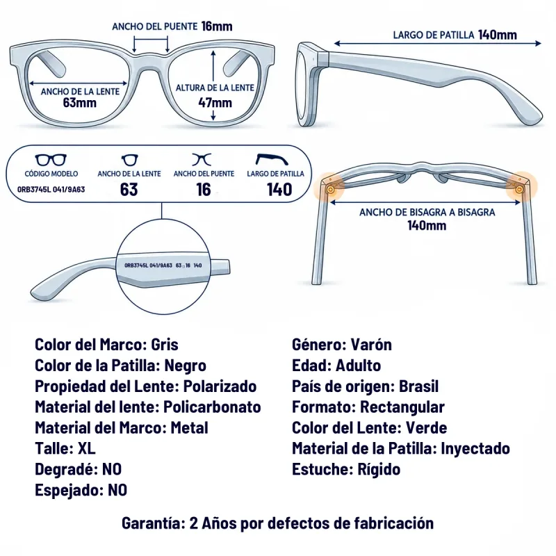 Ray-Ban Rb3745l 041/9A-63-XL