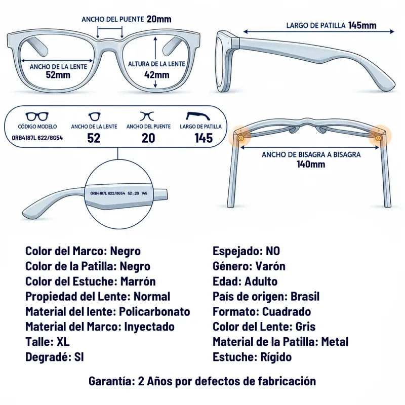 Ray-Ban RB4187L 622/8G-54-XL