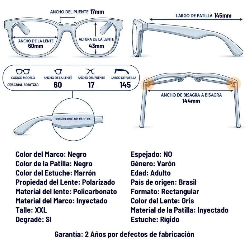 Ray-Ban Rb4384l 6069T3-60-XXL