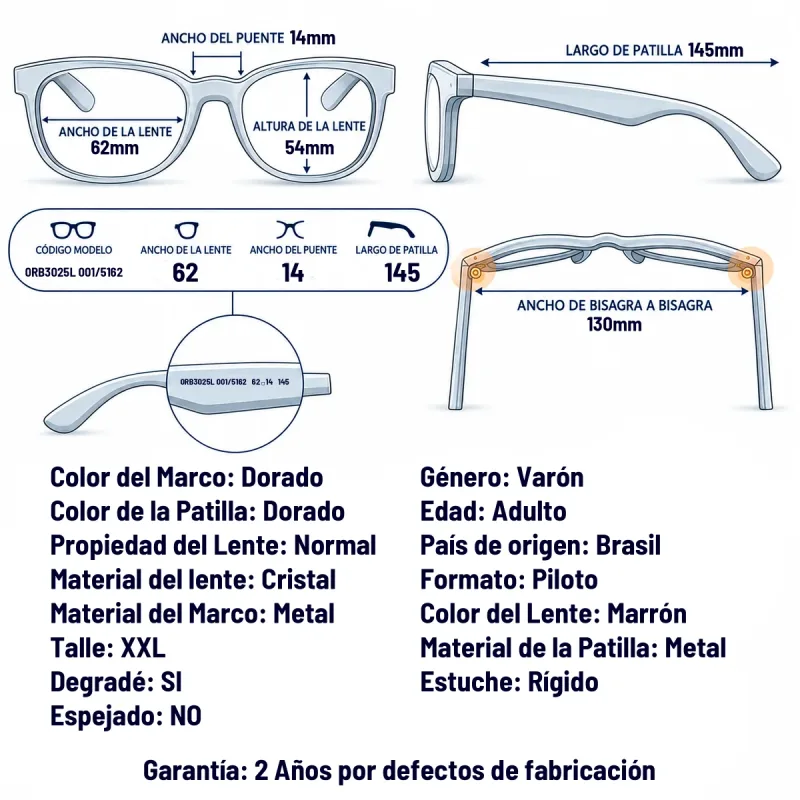 Ray-Ban Rb3025l 001/51-62-XXL