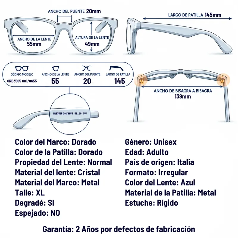 Ray-Ban Rb3565 001/86-55-XL